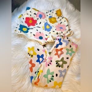 Hanna Andersson floral print French terry shorts and matching leggings -2T (85cm